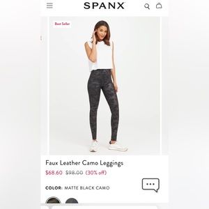 Spanx Size small petite black camo leggings worn once